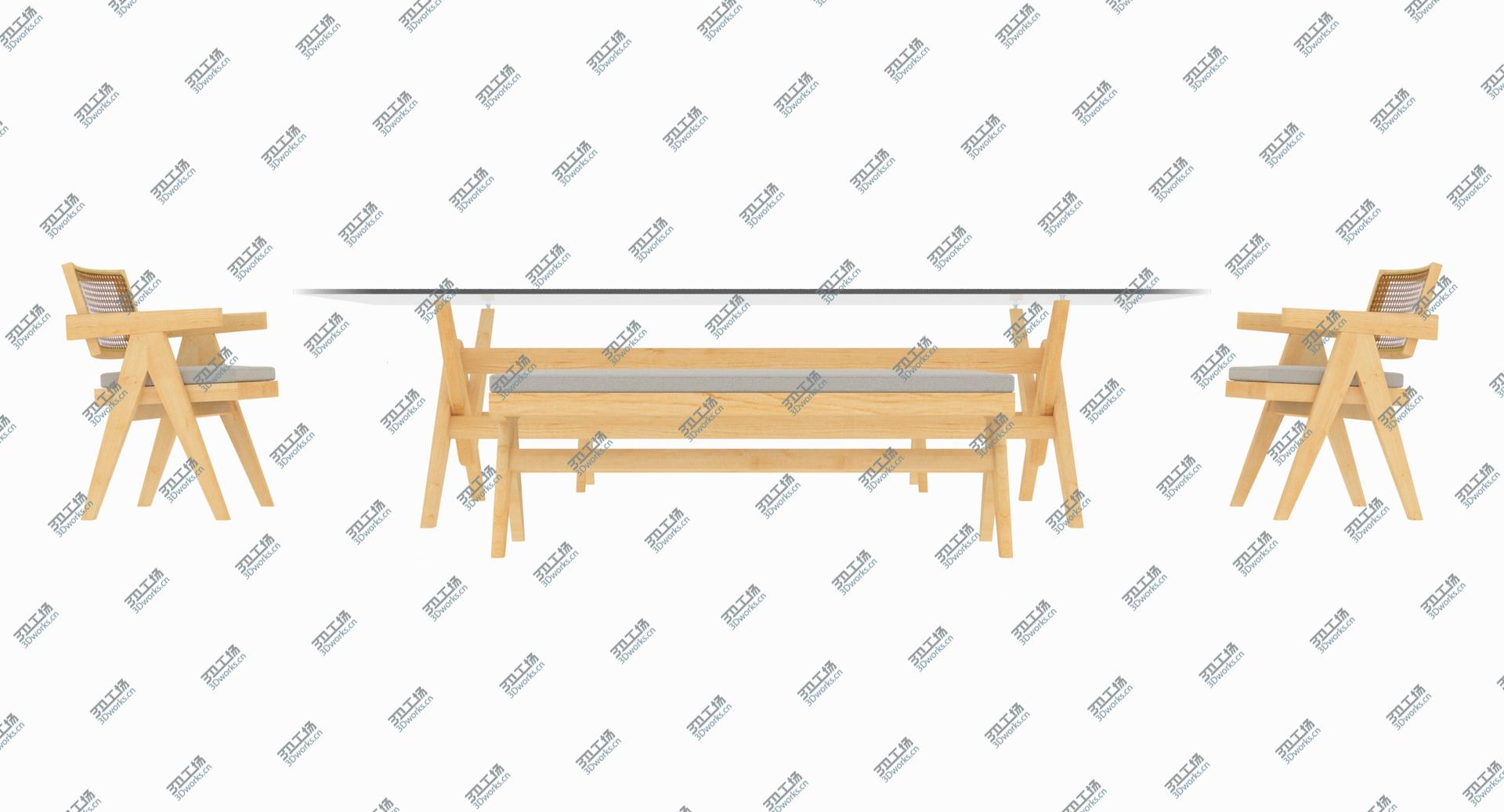 images/goods_img/202105073/3D Cassina Jeanneret Capitol Complex Glass Table with Office Chair and Clear Bench Set/4.jpg